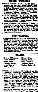 Willgoos (Sarah Bacon nee Rippington) 1935 The West Australia Newspaper Announcement